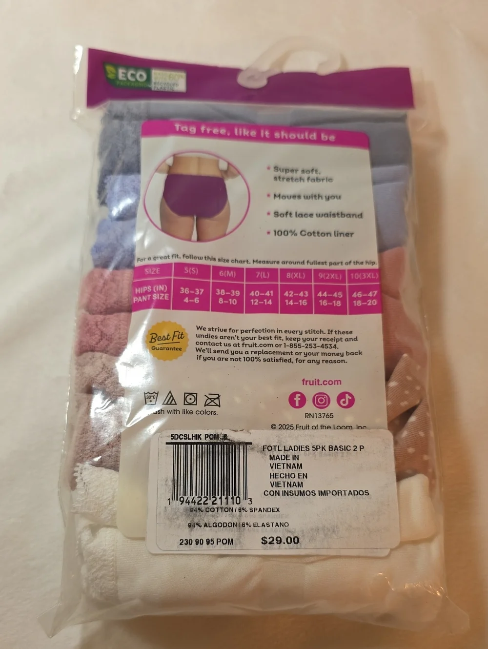 NWT Fruit of the Loom Signature Cotton Stretch Hi-Cut Panties